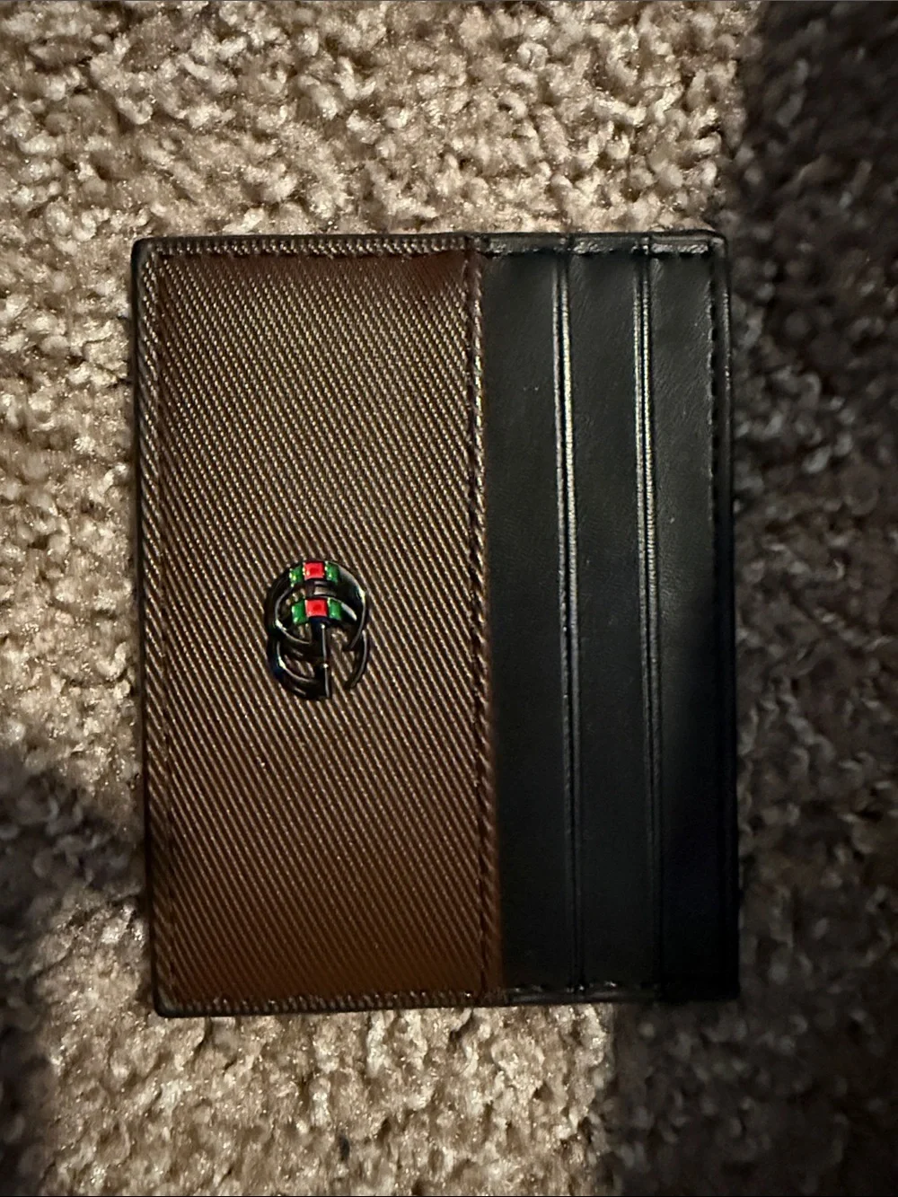 Men's Brown & Black Leather Card Holder Wallet